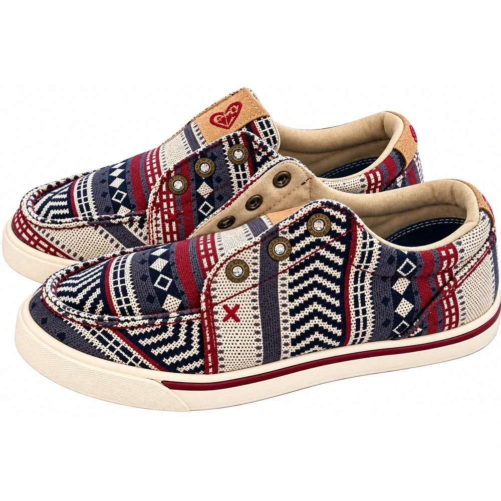 Twisted X Hooey Loper Dark Baja Aztec Slip On Shoes Youth 1M